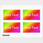 斜め虹色グラデーション赤から緑 長方形シール (シート)