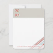 斜め赤いリボンピンストライプの卒業名門私立校風の率 サンキューカード (正面)