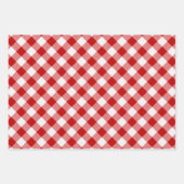 斜め赤の正方形バッファロー格子チェック ラッピングペーパーシート (正面3)