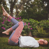 斜め赤青 カプリレギンス