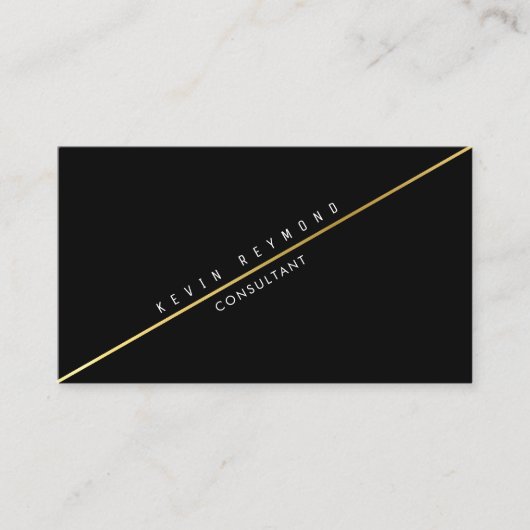 斜め金ゴールド線を持つ黒いpro名刺 名刺 (正面)