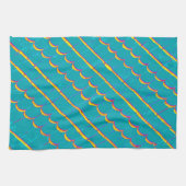 斜め青い緑のシングル列 キッチンタオル (横)