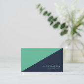 斜め青モダンとターコイズシェード 名刺 (スタンド正面)