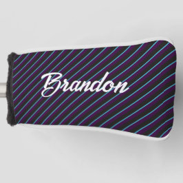 斜め青、黒、紫のストライプ ゴルフヘッドカバー