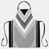斜め黒、グレー、メタリックストライプのエプロン。 エプロン (正面)