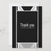 斜め黒、グレー、メタリックストライプの感謝していユーC サンキューカード (正面)