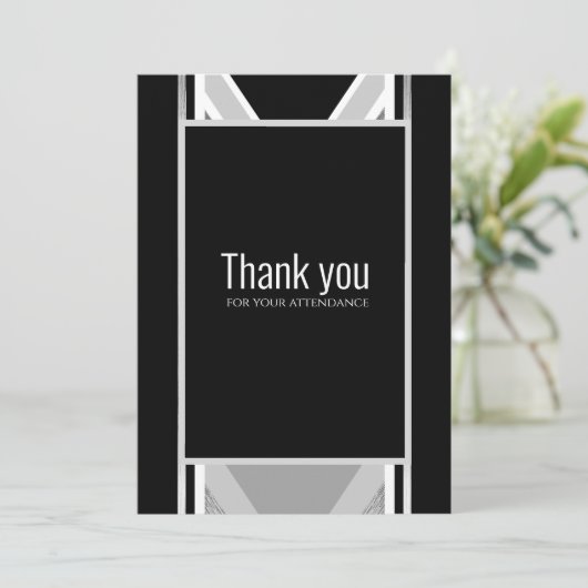 斜め黒、グレー、メタリックストライプの感謝していユーC サンキューカード (スタンド正面)