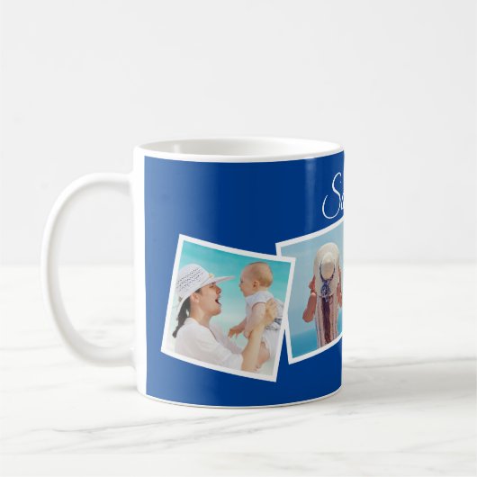 斜め4枚のフォトコラーパーソナライズされたジュカスタムの色 コーヒーマグカップ (左)