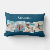 斜め4枚フォトコラージュパーソナライズされたのカスタム色 ランバークッション (正面)