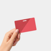 斜め トマト 赤 カスタム ID バッジ (手持ち)