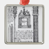 斜めPendentの注釈されたイラストレーション メタルオーナメント (正面)