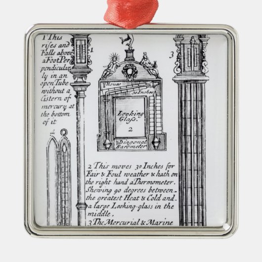 斜めPendentの注釈されたイラストレーション メタルオーナメント (正面)