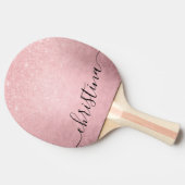 斜エレガントガーリー度ピンクの金ゴールドグリッター 卓球ラケット (横)