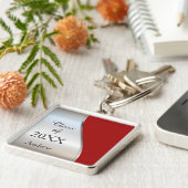 斜エレガント旋回レッドシルバー卒業 キーホルダー (側面)