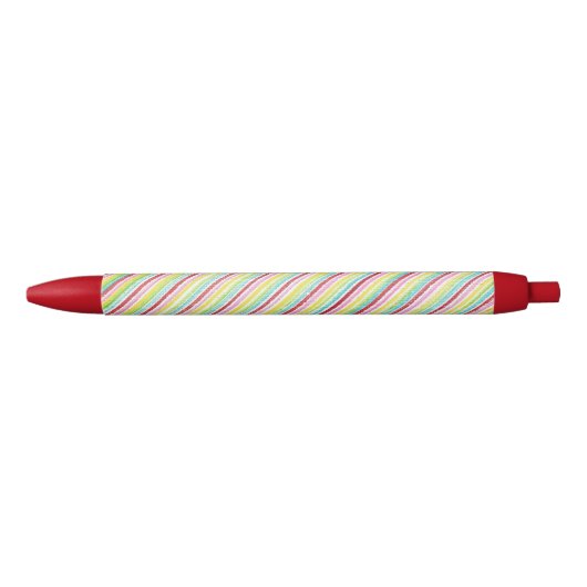 斜カラフルカスタムピンストライプペン 黒ボールペン (正面)