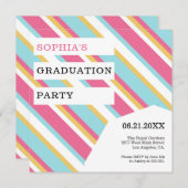 斜カラフルストライプ卒業 招待状 (正面/裏面)
