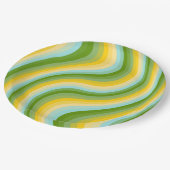 斜カラフルストライプ波モダン ペーパープレート (アングル)