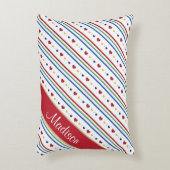 斜カラフル線のストライプハート アクセントクッション (正面(垂直))