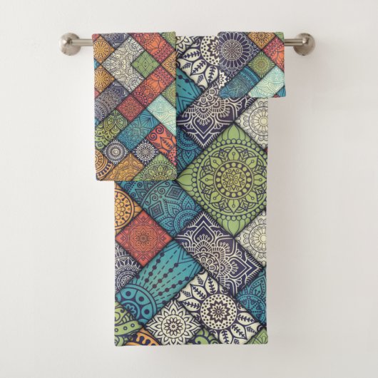 斜カラフル線パターン バスタオルセット (インサイチュ)