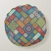 斜カラフル線パターン ラウンドクッション (裏面)