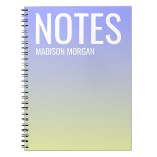 斜グラデーション方紫色の黄色タイポグラフィモダン ノートブック