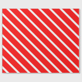 斜シンプル赤と白線ストライプ模様 ラッピングペーパー (フラット)