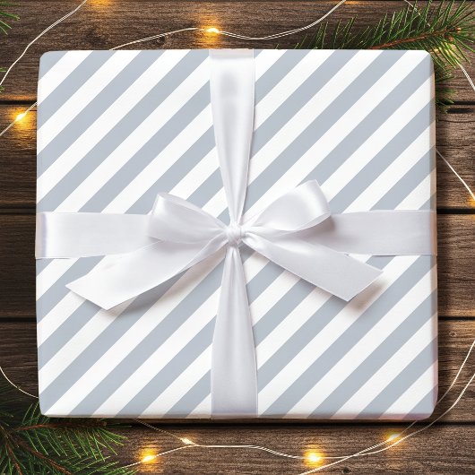 斜スタイリッシュストライプのはっきりした灰色の白 ラッピングペーパー