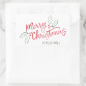 斜スタイリッシュ水色メリークリスマス 長方形シール (バッグ)