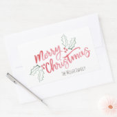 斜スタイリッシュ水色メリークリスマス 長方形シール (封筒)