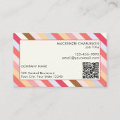 斜ストライプモダンQRコード 名刺 (正面)