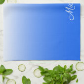 斜パーソナライズされたグラデーション電気青 キッチンタオル (折り畳み)