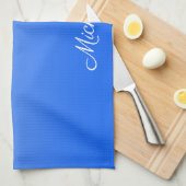 斜パーソナライズされたグラデーション電気青 キッチンタオル (四つ折り)