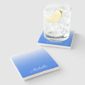 斜パーソナライズされたグラデーション電気青 ストーンコースター (横)