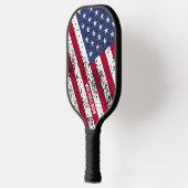 斜パーソナライズされた斜め米国国旗 ピックルボールラケット (左)