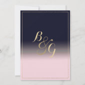 斜モダンめネイビー赤面ピンク金ゴールド結婚ズ 招待状 (裏面)