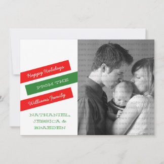 斜モダンめ写真ホリデーカード（赤/緑） シーズンカード