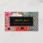 斜モダンストライプエレガントフローラ 名刺 (正面)