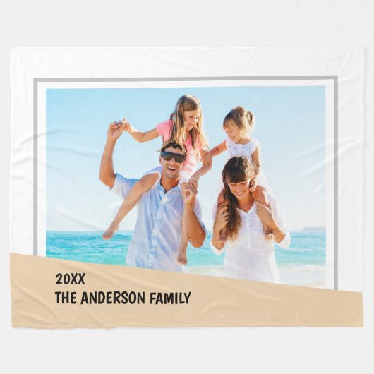 斜モダンミニマル色ブロック付き写真 フリースブランケット (正面(横))