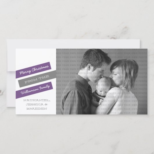 斜モダン定休日フォトカード（紫/灰色） シーズンカード (正面)