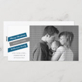 斜モダン定休日フォトカード（青/灰色） シーズンカード (正面/裏面)