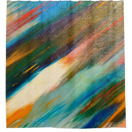 斜数々のめの長い水彩画 シャワーカーテン (正面)