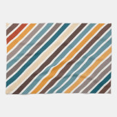 斜数々の色のストライプ キッチンタオル (横)