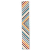 斜数々の色のストライプ ロングテーブルランナー (正面)
