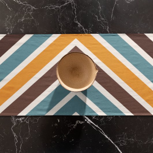 斜数々の色のストライプ ロングテーブルランナー