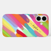 斜線の色のストローク、名前、抽象芸術絵を描 Case-Mate iPhoneケース (裏面 (横))
