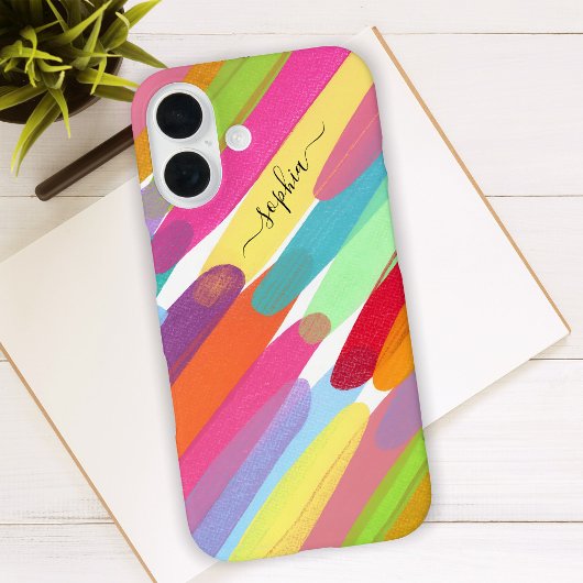 斜線の色のストローク、名前、抽象芸術絵を描 Case-Mate iPhoneケース