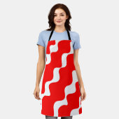 斜赤と白波模様 エプロン (着用した状態)