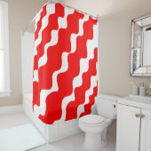 斜赤と白波模様 シャワーカーテン (インサイチュ)