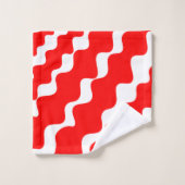 斜赤と白波模様 バスタオルセット (ウォッシュタオル)