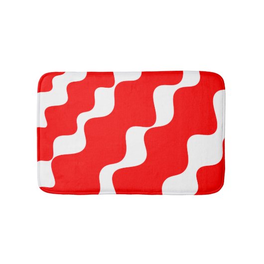 斜赤と白波模様 バスマット (正面)